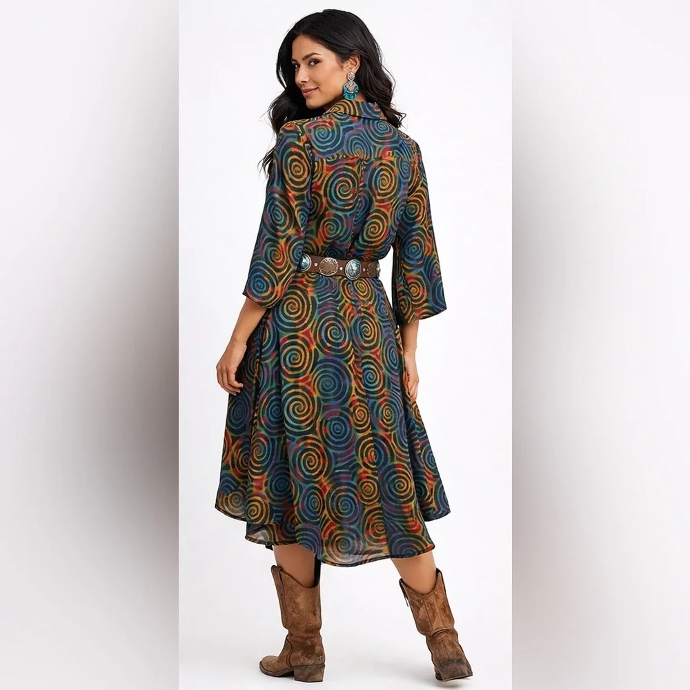 Vibrant Multicolor Asymmetrical Swirl Dress